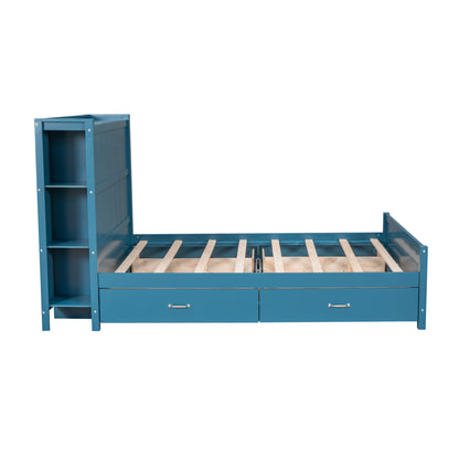 Zeal Full Size Platform Bed w Storage - Blue