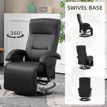 Alexia PU Recliner with Footrest - Black