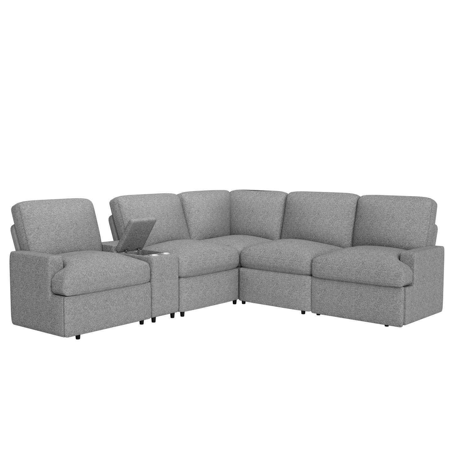 Emil Power Recliner Sofa Sectional with Storage - Grey