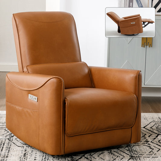 Spencer Swivel and Rocker Power Recliner Chair - Yellow Brown