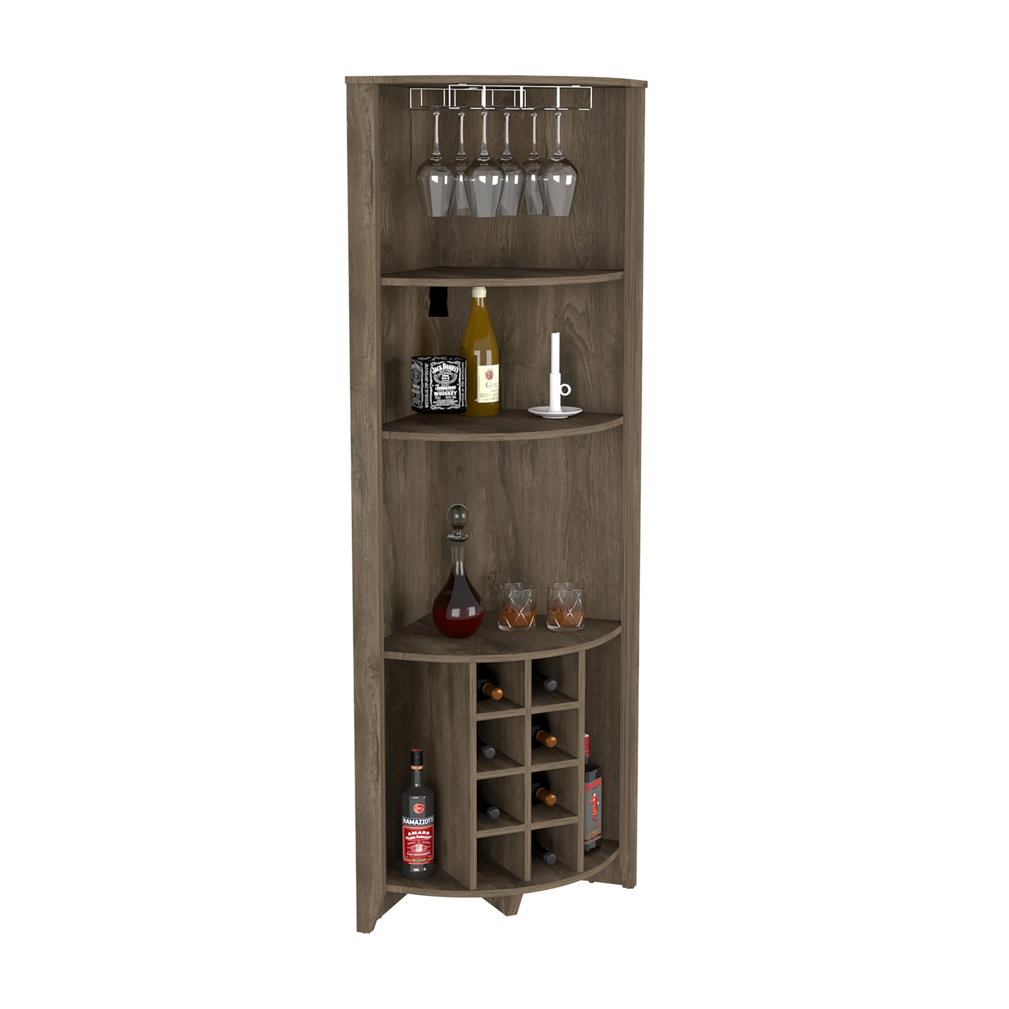 Castle Corner Bar Cabinet - Dark Brown