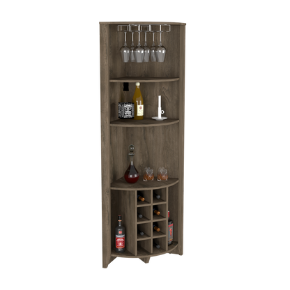 Castle Corner Bar Cabinet - Dark Brown