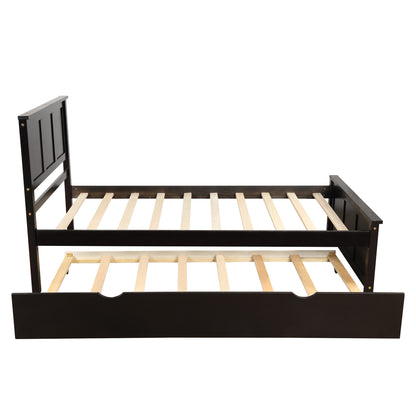 Iso Twin Size Platform Bed with Twin Size Trundle - Espresso