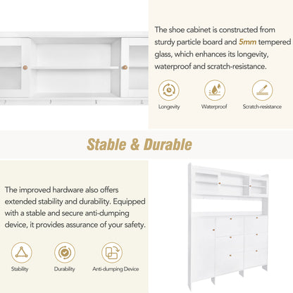 Felix II Multifunctional Shoe Cabinet with Open Storage Platform - White