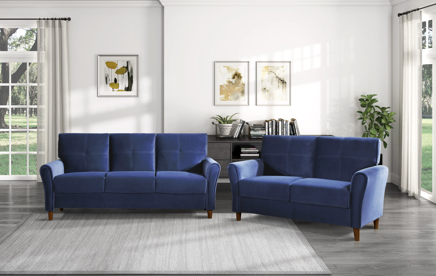 Astoria Velvet Loveseat - Blue