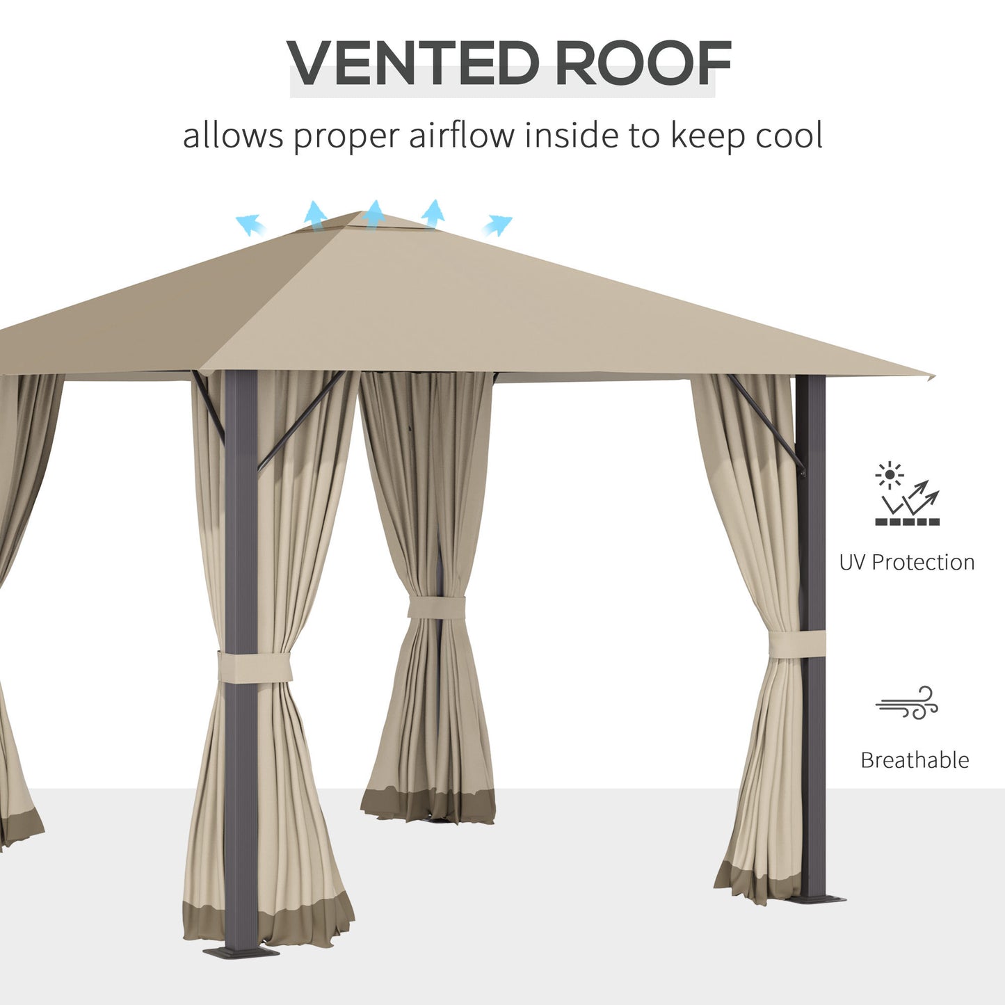 Enola 10 x 10 ft Patio Gazebo Aluminum Frame - Brown