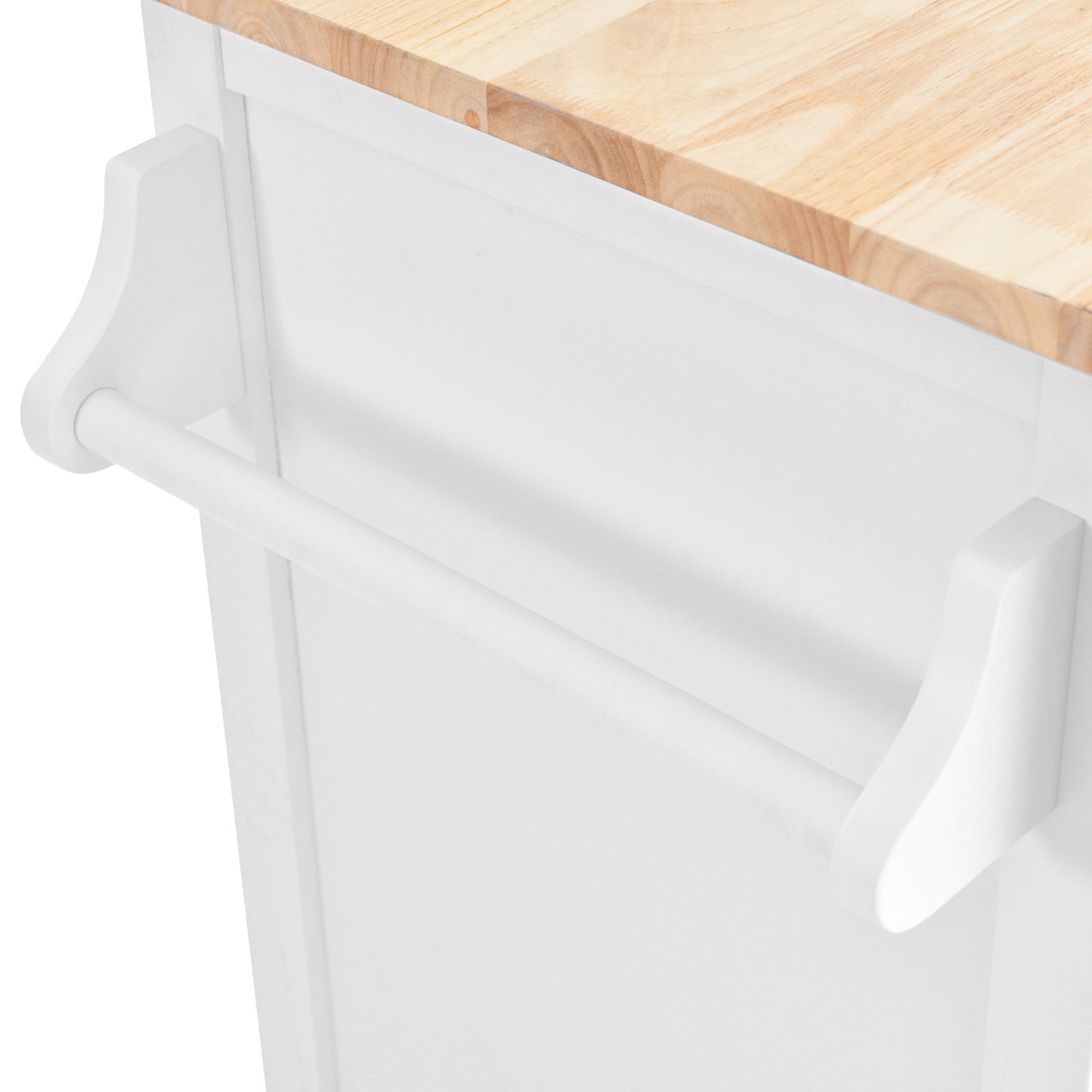 Culinary  Kitchen Cart with Countertop With Barn Door - White