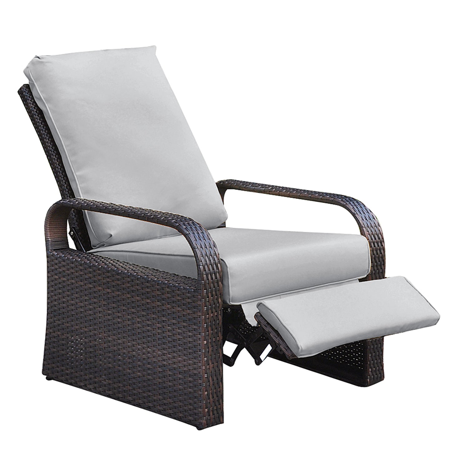 Parson Outdoor Adjustable Wicker Lounge Recliner Chair - Gray