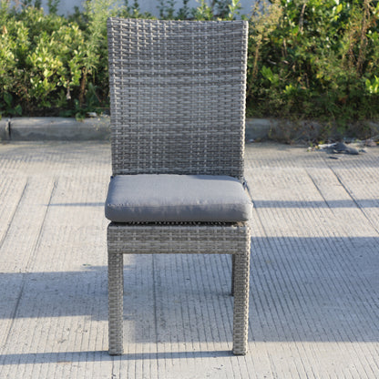 Aaron Outdoor Wicker Dining Chairs With Cushion (Set of 8) - Gray/Dark Gray