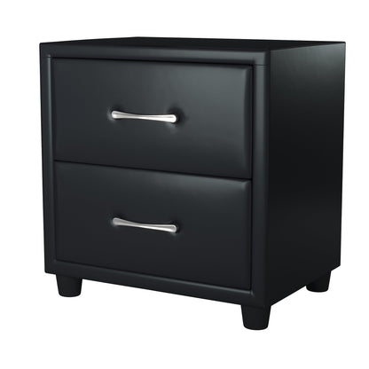 Jasper Faux Leather Nightstand - Black