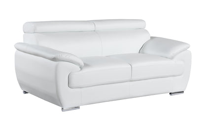 Milton Genuine Leather Loveseat - White