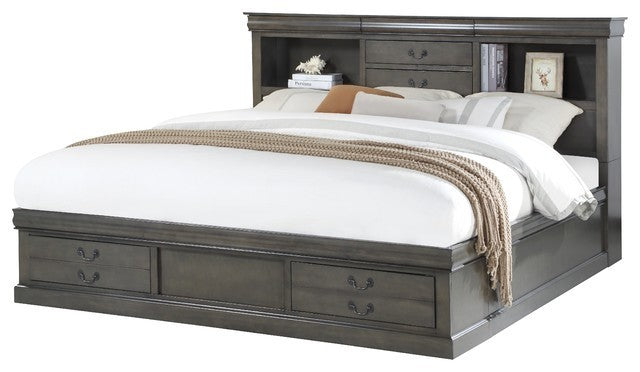 Louis Philippe III Queen Bed - Dark Gray