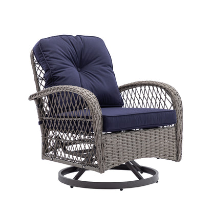 Tompkins 3 Pc Outdoor Swivel Rocker Patio Chairs - Navy Blue