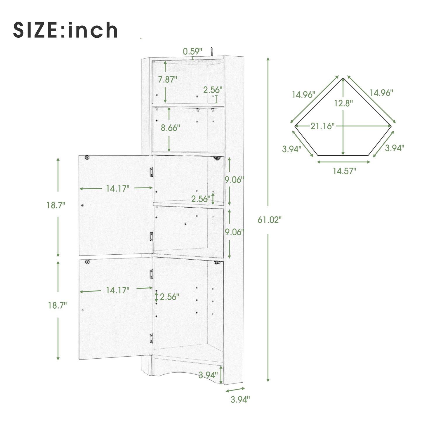 Skyward Bathroom Corner Cabinet - Gray