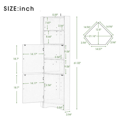 Skyward Bathroom Corner Cabinet - White