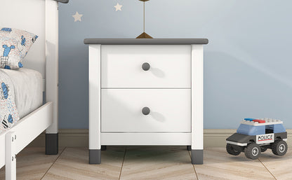 Hana Wooden Nightstand with Two Drawers - White