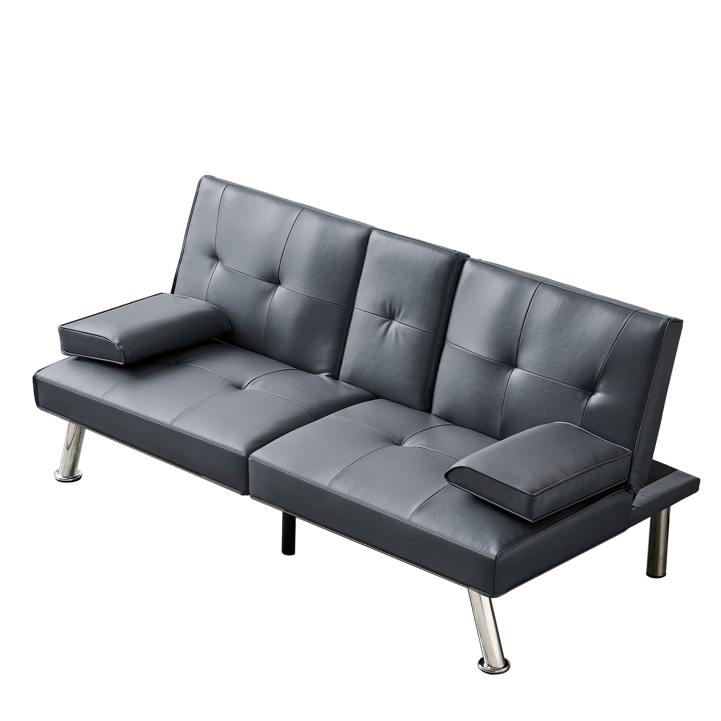 Jax Convertible Faux Leather Sofa Bed  - Grey