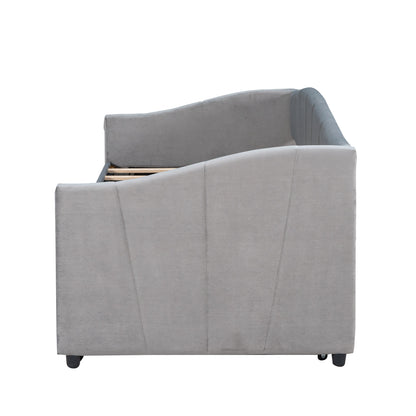 Travis Twin Size Upholstered Daybed with Trundle - Gray