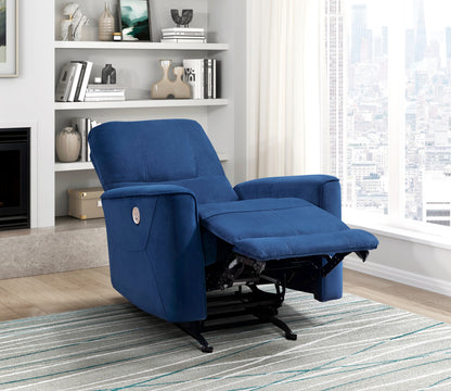 Amari Velvet Upholstery Reclining Chair - Navy Blue