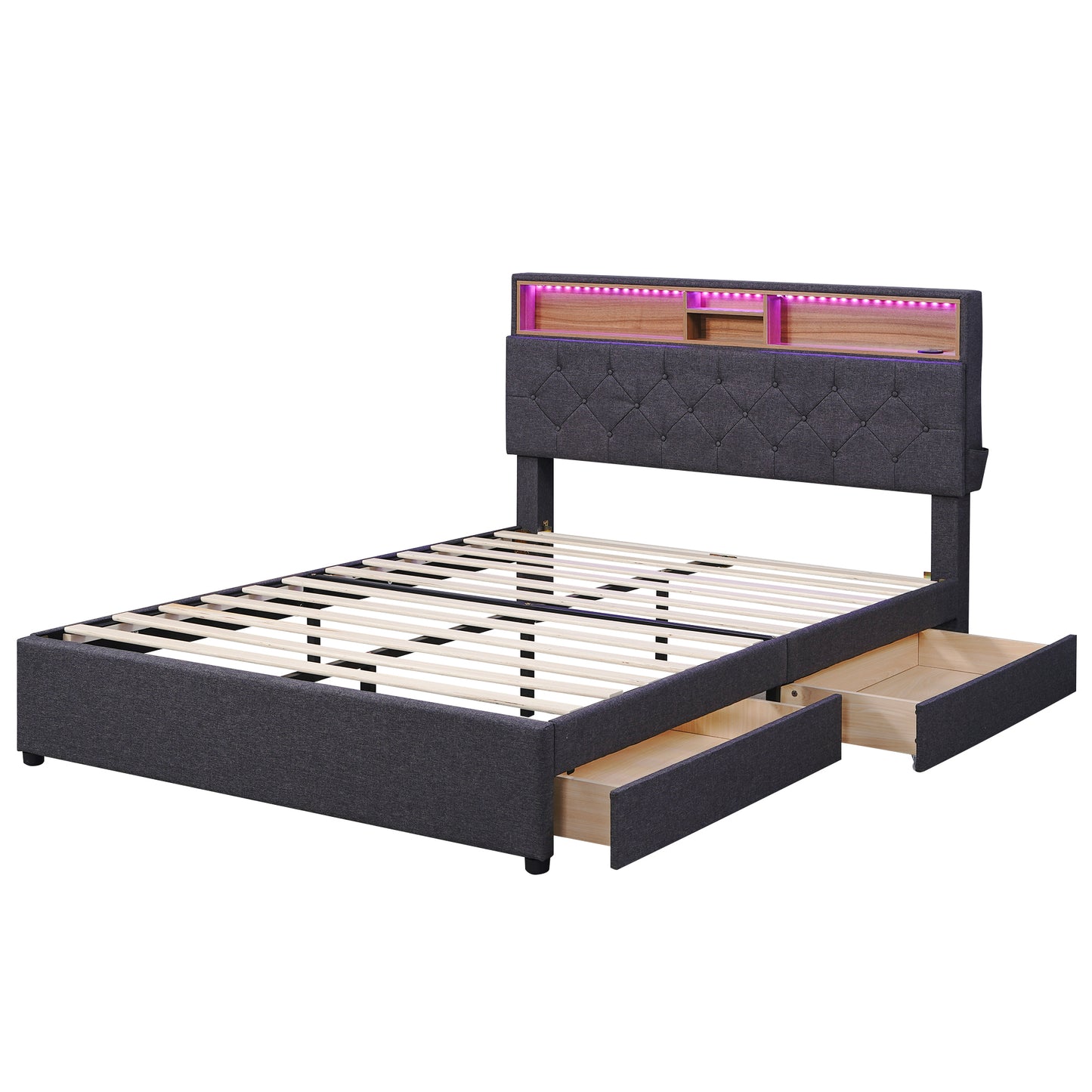 Nectar Full Size Upholstered Platform Bed - Dark Gray