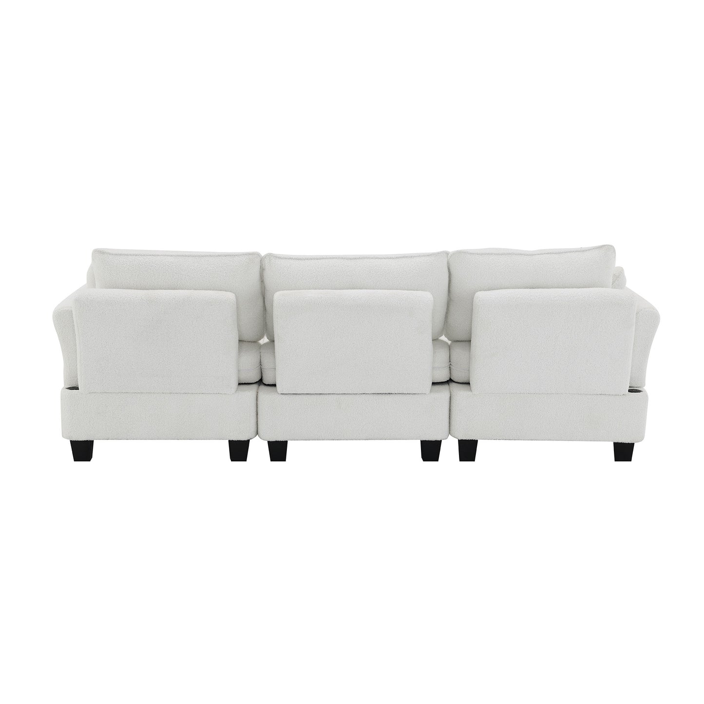 Fayen Velvet Sectional Sofa with Storage Ottoman - Beige