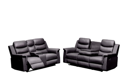 Miller Reclining Loveseat with Middle Console- Black