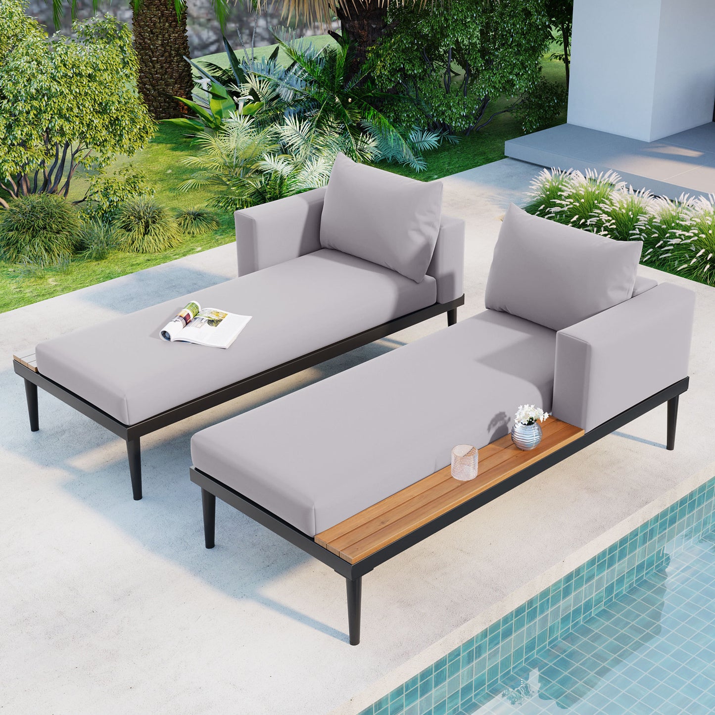 Herta Outdoor Daybed Patio - Gray