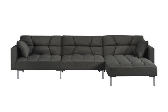 Teena Adjustable Sectional Fabric Sofa w/2 Pillows - Dark Gray