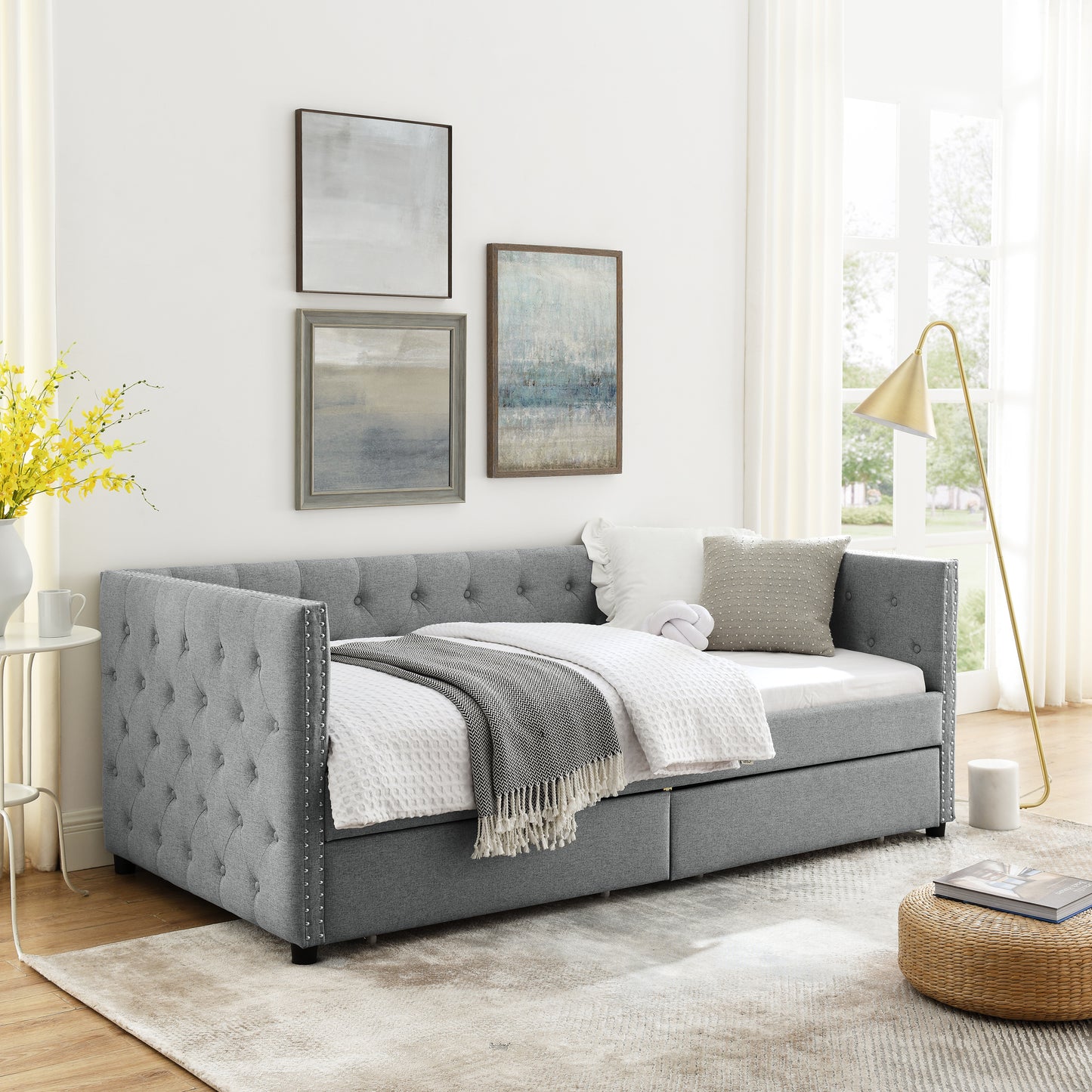 Teza Twin Size Daybed with Drawers - Gray