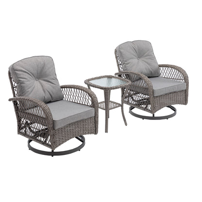 Tompkins 3 Pc Outdoor Swivel Rocker Patio Chairs - Gray