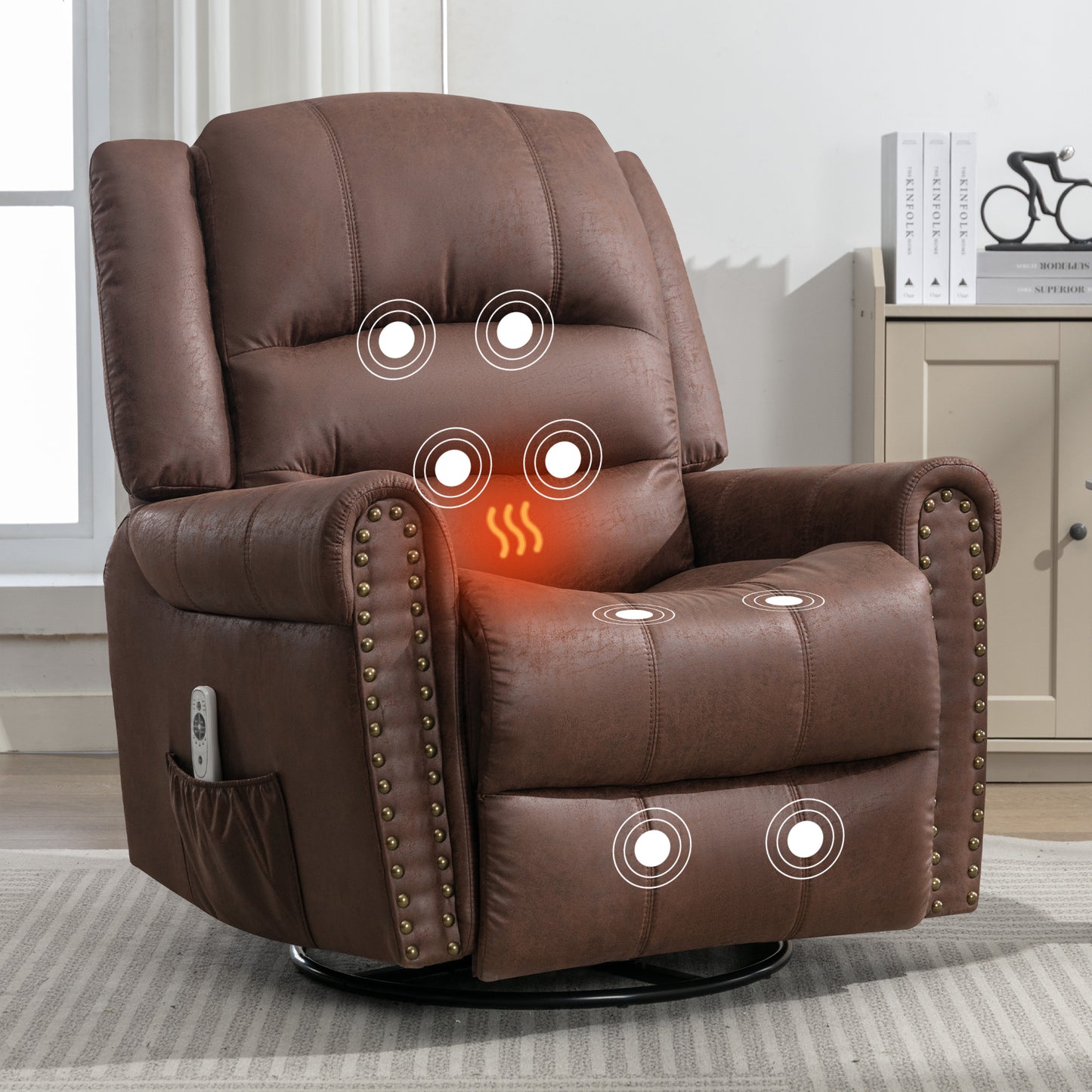 Bella Massage Rocker Recliner Chair - Brown