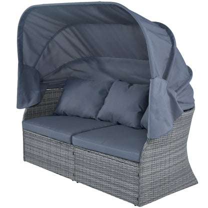 Zella Outdoor Daybed with Retractable Canopy Set - Gray