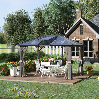 Kaplan 10 x 12 ft Hardtop Gazebo Canopy with Top Vent - Gray