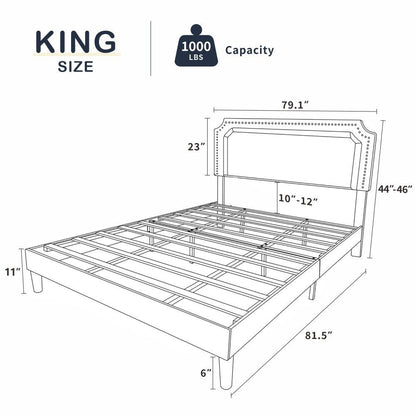 Solanas King Size Platform Bed Frame - Beige