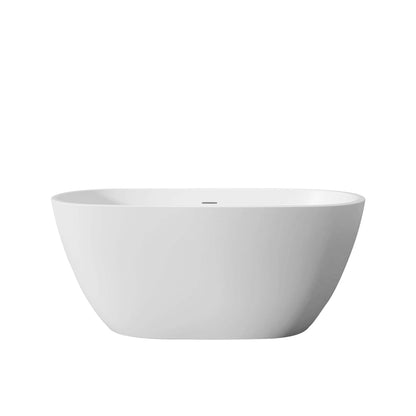 Hana 65" Oval Shape  Acrylic Freestanding  Soaking Bathtub - Matte White