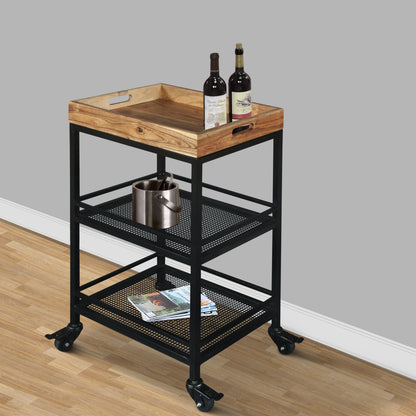 Smart Serve Bar Cart  3 Tier Tray Top and Storage