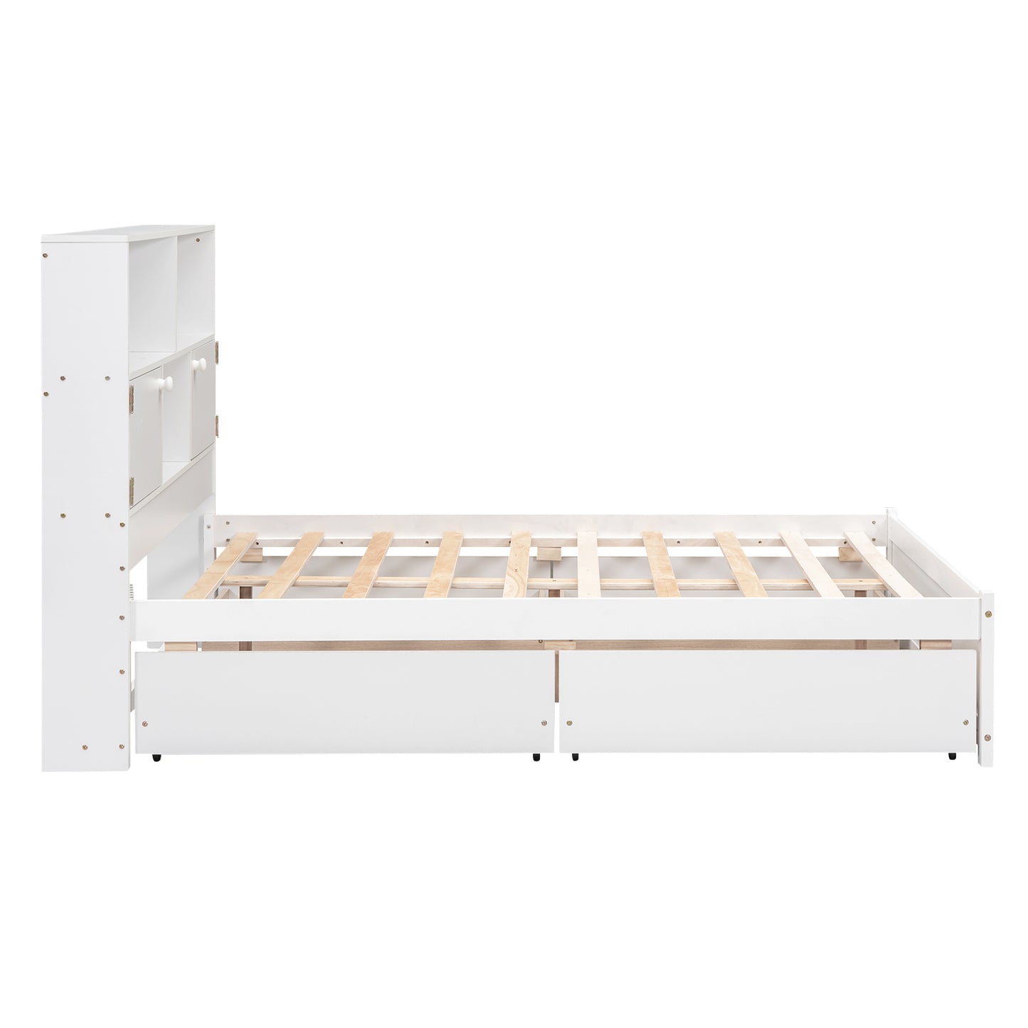 Jazz Full Size Platform Bed w 4 Drawers - White