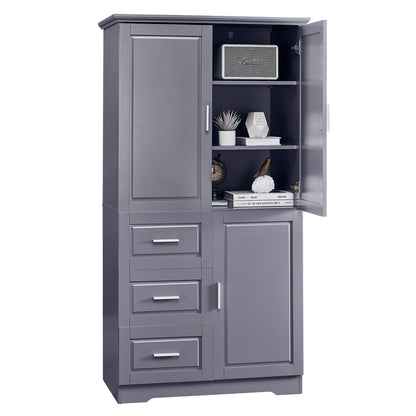 Lofty Cabinet with Doors Three Drawers - Grey