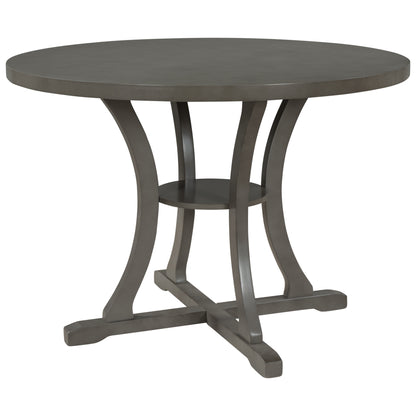 Tristan 5pc Dining Set Round Table 4x Side Chairs - Gray