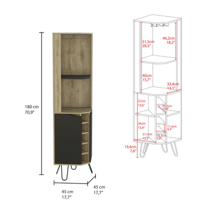 Leverkusen Corner Bar Cabinet - Oak/Black