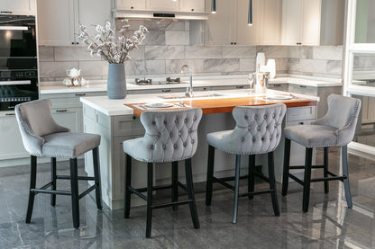 Velvet Wing-Back Barstools - Gray Set of 2