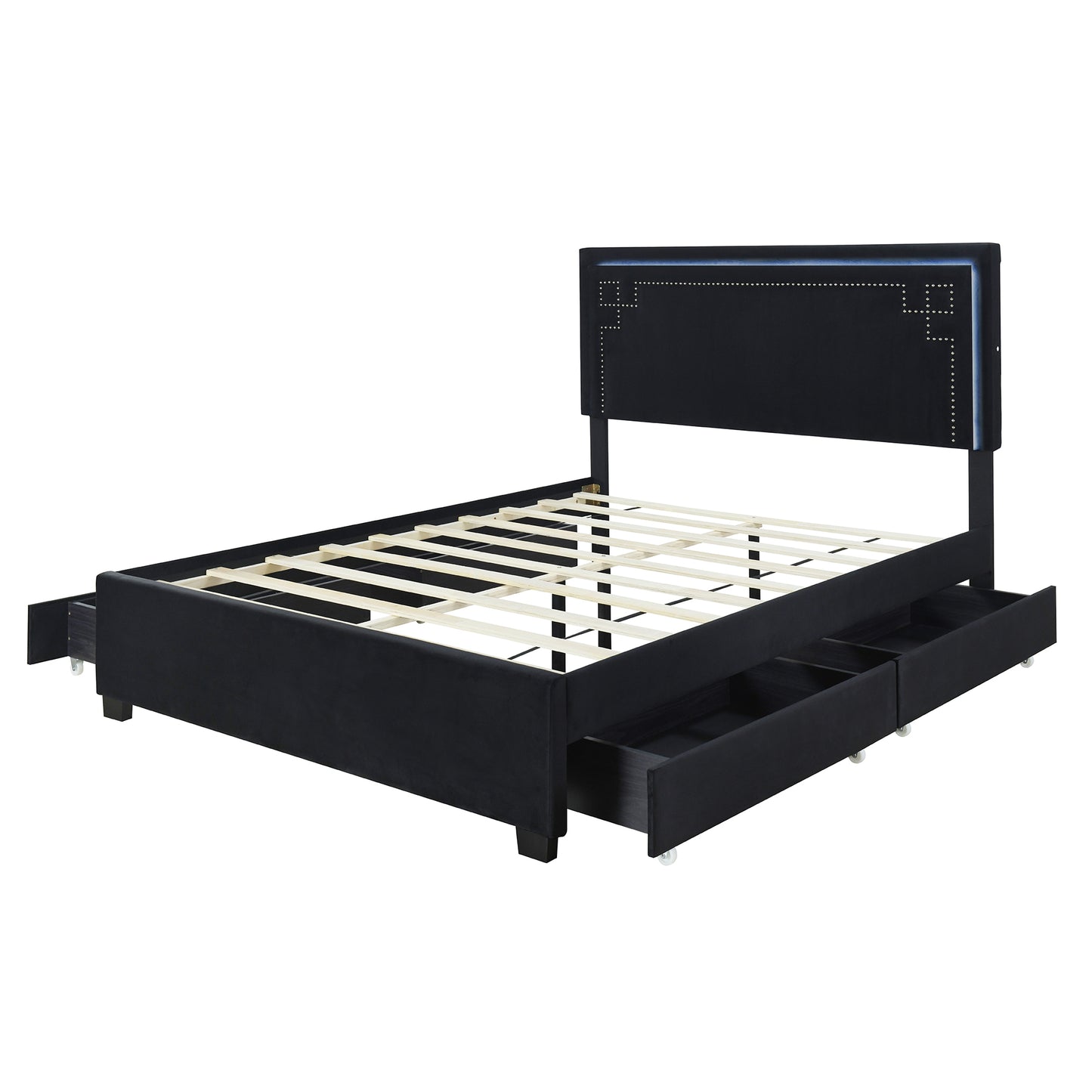 Omo Queen Size Upholstered Platform Bed - Black