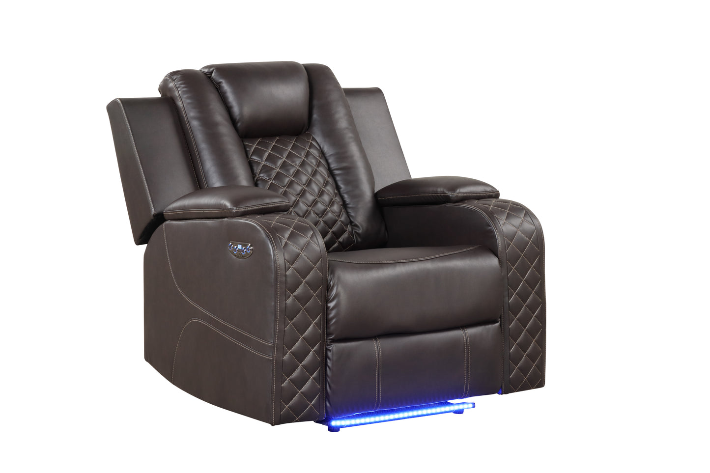 Cohen LED & Power Faux Leather Recliner Chair - Brown