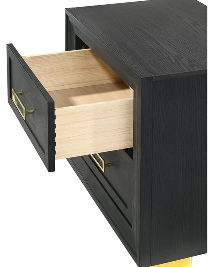 Mystic One Modern Glam Style 2-Drawer Nightstand - Black /Gold