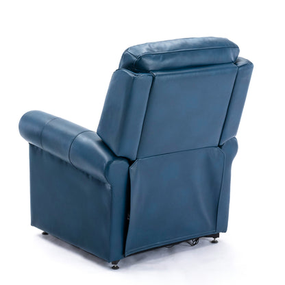 Lowell Leather Gel Lift Chair with Massage - Navy Blue