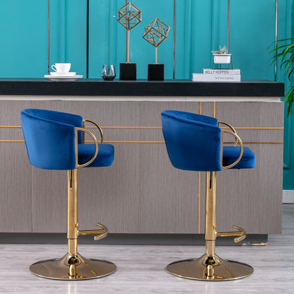 Echoes Velvet Swivel Bar Stools -  Navy Blue Set of 2