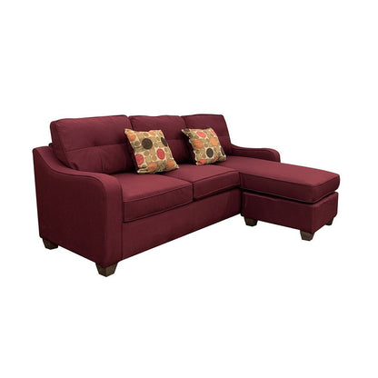 Cleavon  Sectional Linen Sofa w/2 Pillows - Red