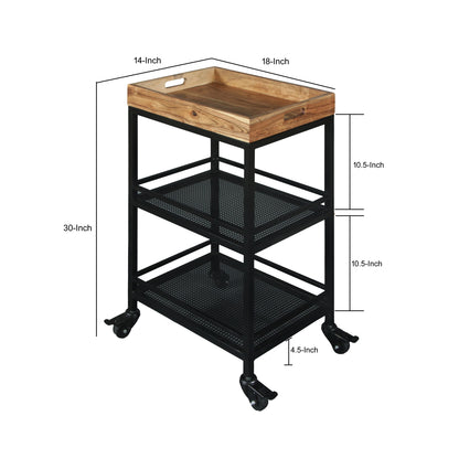 Smart Serve Bar Cart  3 Tier Tray Top and Storage