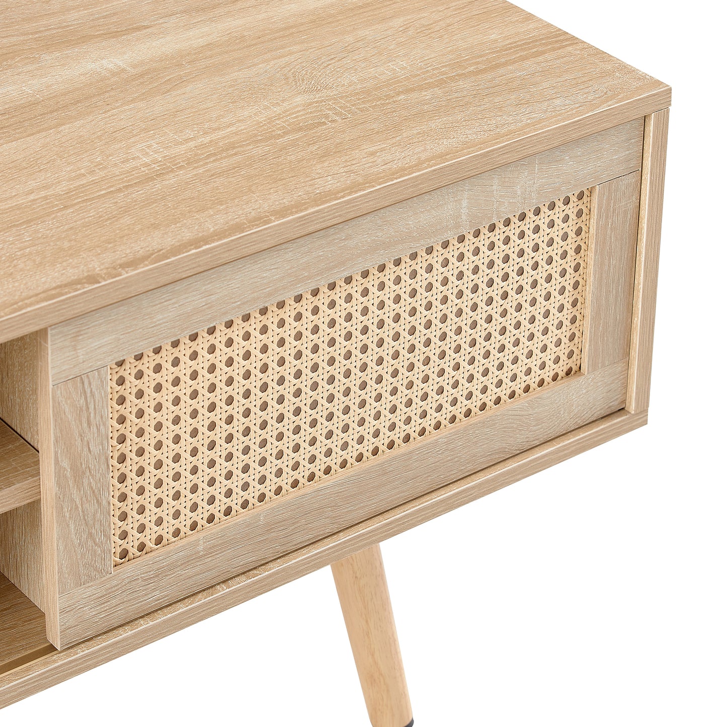 Rattan TV Stand with Storage - Natural