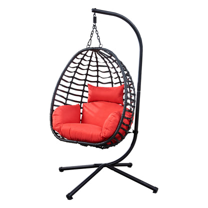 Goff Artisan Outdoor Wicker Swing Chair With Stand - Red